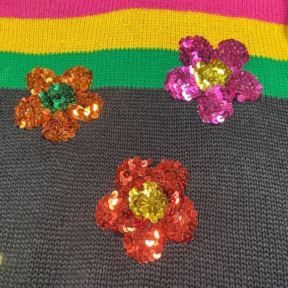 Eminent Women's Drop Shoulder Floral Sequin Knit Sweater Dress Tunic Multi L - Picture 8 of 10